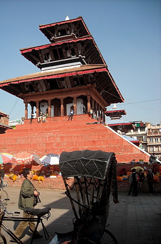 One of the many pagoda-style buildings